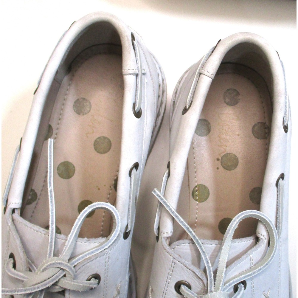 Boden Off-White Leather Chunky Lug Sole Boat Shoes Platform Moc Toe A1153 Sz 8 - Picture 6 of 9